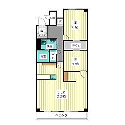 三渓ヒルズA棟 2LDKの間取図画像