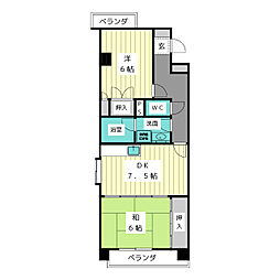 サンエステート浅井 2DKの間取図画像