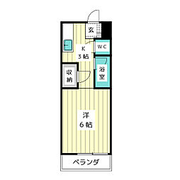 ラ.フォーレ駒方 1Kの間取図画像