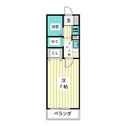 サニーコート向山B 1Kの間取図画像