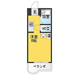 梅園ファミール ワンルームの間取図画像