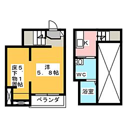 clarte内田橋2 ワンルームの間取図画像
