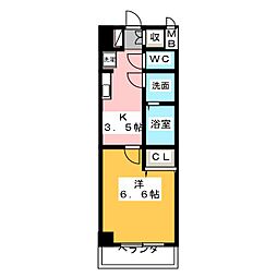 きさらぎ21 6階1Kの間取り