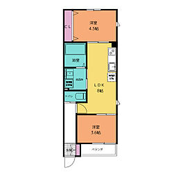 apartment宝生町 2LDKの間取図画像