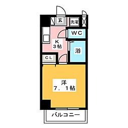 ラ・メゾン港東通り 1Kの間取図画像