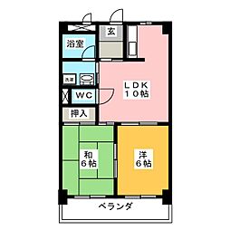 ニューユウチク 2LDKの間取図画像