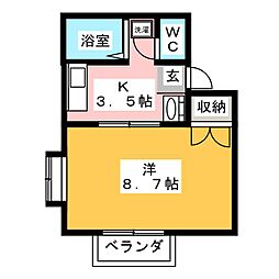 ルシエール八神 1Kの間取図画像