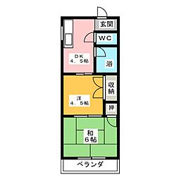 キャトルセゾン 2DKの間取図画像