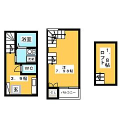 リバティヒル ワンルームの間取図画像