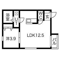 豊ハイツ 1LDKの間取図画像