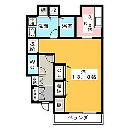 きさらぎ21 1Kの間取図画像