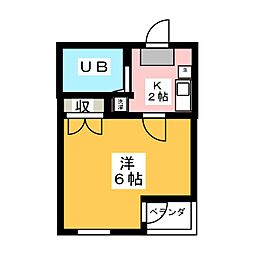 パレスRX伝馬町 1Kの間取図画像