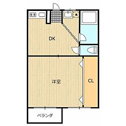 ジョーヌ駈上 1LDKの間取図画像