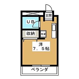 ウィズ呼続 1Kの間取図画像