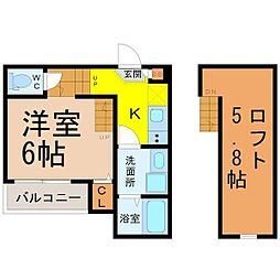 ハーモニーテラス鶴田3 1Kの間取図画像