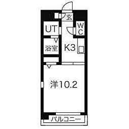 ベルディーノ内田橋 1DKの間取図画像