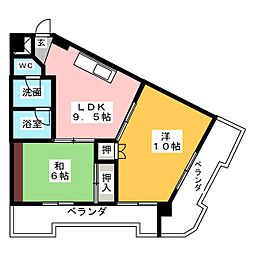 日宝レスカール一番町 2LDKの間取図画像