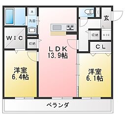 仮)JA賃貸 名古屋市熱田区一番 2LDKの間取図画像