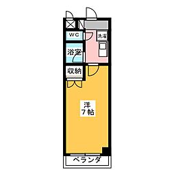changu2金山 1Kの間取図画像