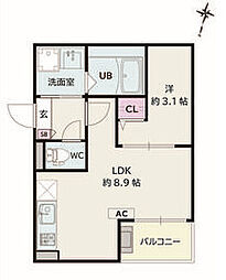 Jack higashimatabeI 1LDKの間取図画像