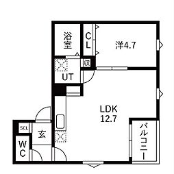 Courage宝生町 1LDKの間取図画像