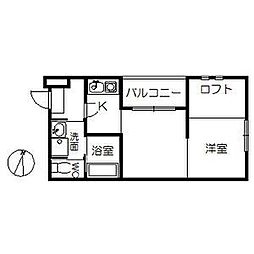 サンライズ豊田 1DKの間取図画像