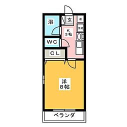 コート西町 1Kの間取図画像