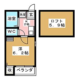 エーフラッツ尾頭橋 1Kの間取図画像