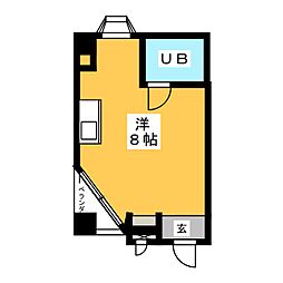 キャティア内田橋 ワンルームの間取図画像