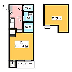 デュプレクス豊田本町 1Kの間取図画像