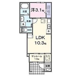カルメル 1LDKの間取図画像