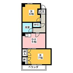 コーポ豊田本町 2DKの間取図画像
