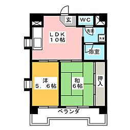 日宝レスカール一番町 2LDKの間取図画像