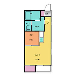 グランレーヴ伝馬 1LDKの間取図画像