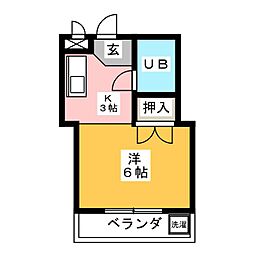 シャルマン神宮 1Kの間取図画像