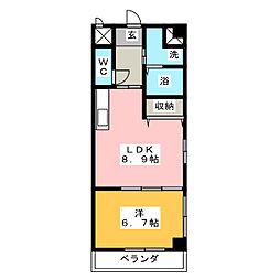 センチュリーパーク六番町 1LDKの間取図画像