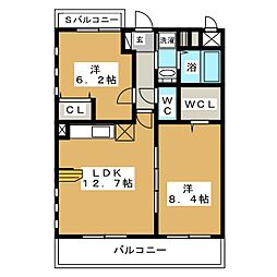 プリミエール観音町 2LDKの間取図画像