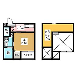 アンリュエ 1Kの間取図画像