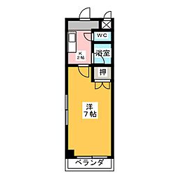 changu2金山 1Kの間取図画像