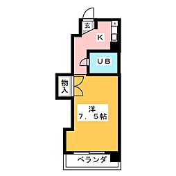 コーポ伊勢山 1Kの間取図画像