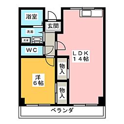 ブラウンハウス 8階1LDKの間取り