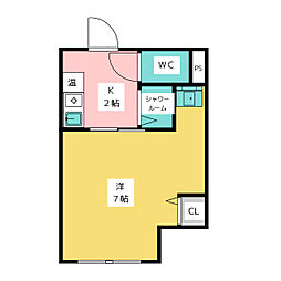 メゾンソレイユ 1階1Kの間取り