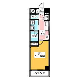 ニューシティアパートメンツ円上町 4階1Kの間取り