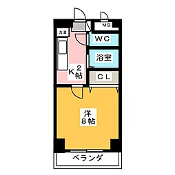 パル松ヶ枝 1Kの間取図画像