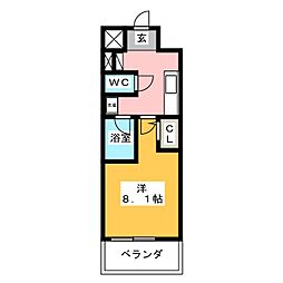 大須レジデンス 1Kの間取図画像