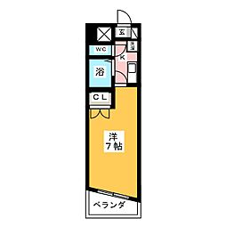 エステート記念橋 1Kの間取図画像