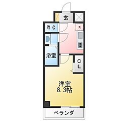 プレサンス大須観音ディオ 1Kの間取図画像