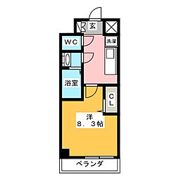 プレサンス大須観音ディオ 1Kの間取図画像