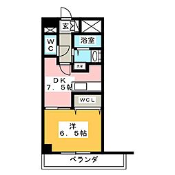カスタリア新栄2 1DKの間取図画像