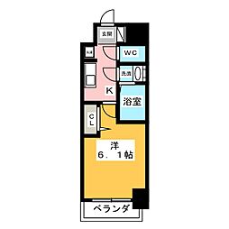 アステリ鶴舞トゥリア 1Kの間取図画像